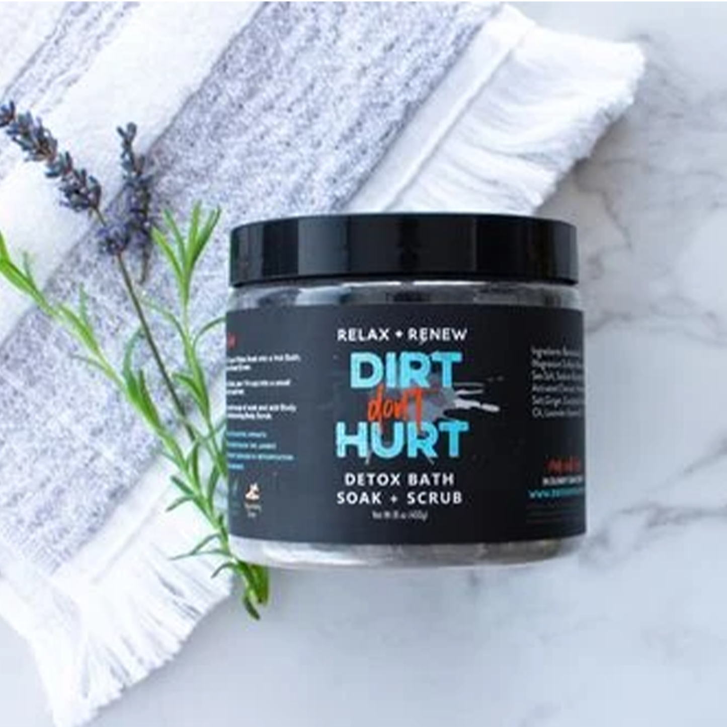 Dirt Don't Hurt: baño desintoxicante en remojo + exfoliación; Relájate, rejuvenece y renueva